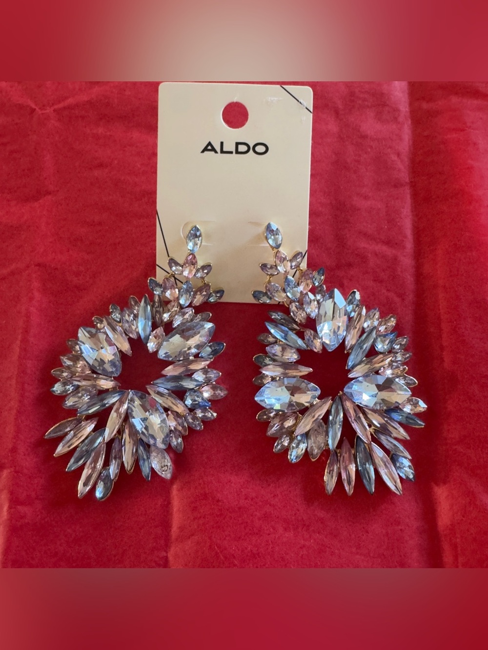 ALDO Silver Crystal Burst Hoop Earrings